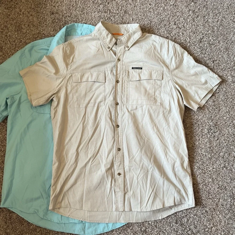 Lot Of 3 Men's Button Up Shirt Short Sleeve Large Field & Stream Izod Outdoors